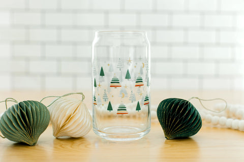 Holiday Tree Glass Can