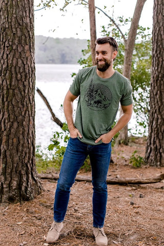 Moose Life Mens Green Graphic T-Shirt